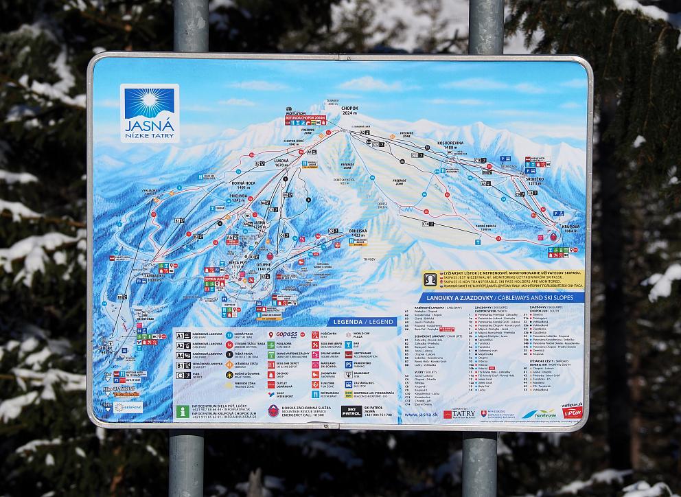 Mapa strediska Jasná